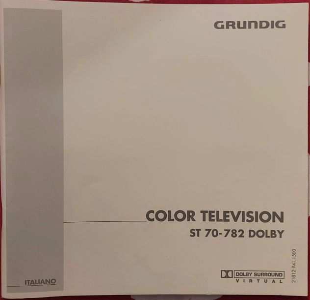 LIBRETTO DISTRUZIONI COLOR TELEVISION GRUNDING ST 70-782 DOLBY COME NUOVO