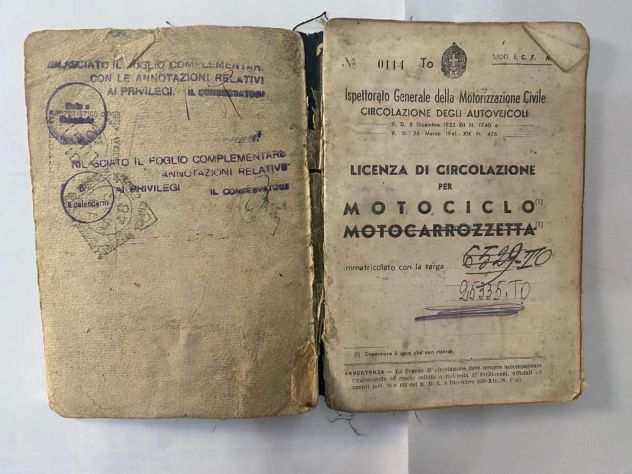 Libretto Motocicletta ORIGINALE 1942