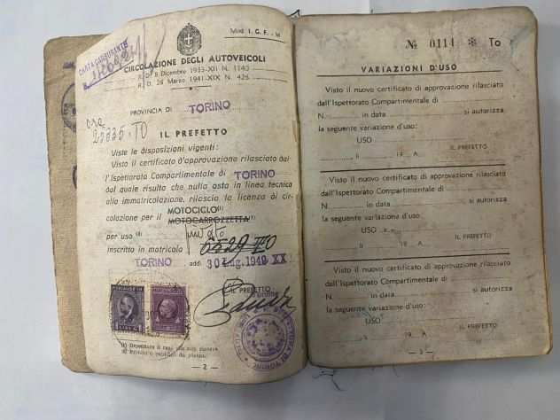 Libretto Motocicletta ORIGINALE 1942