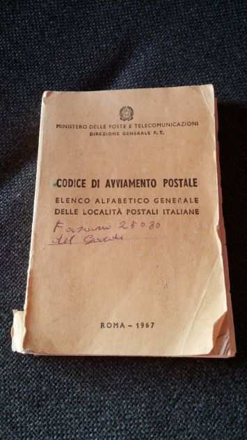 LIBRO CODICI AVVIAMENTO POSTALE DEL 1967