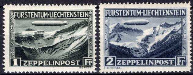 Liechtenstein 1931 - quotZeppelinquot - la serie completa di posta aerea, nuova con gomma integra - ottima qualitagrave e centratura - Unif. ndeg A7A8