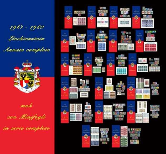 Liechtenstein 19611980 - Collezione completa delle 20 annate e 48 minifogli MNH del periodo - Unificato dal N 359 al N 704
