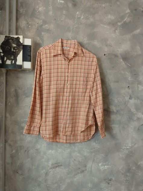 Loro Piana Camicia uomo a scacchi nei colore dellrsquoarancio M