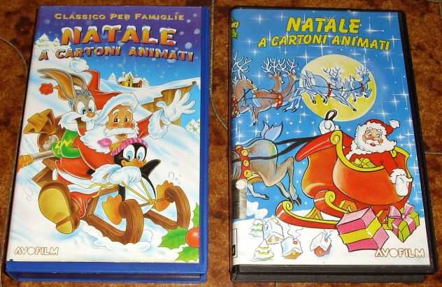 lotto 2 VHS cassette natale a cartoni animati AVO FILM perfettamente funzionanti