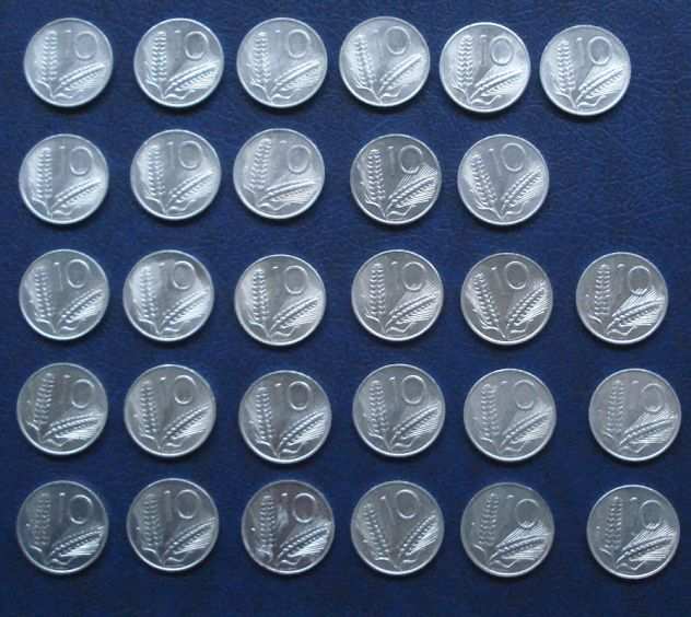 Lotto 204 - 10 lire repubblica lotto di 29 monete vedi foto e descrizione