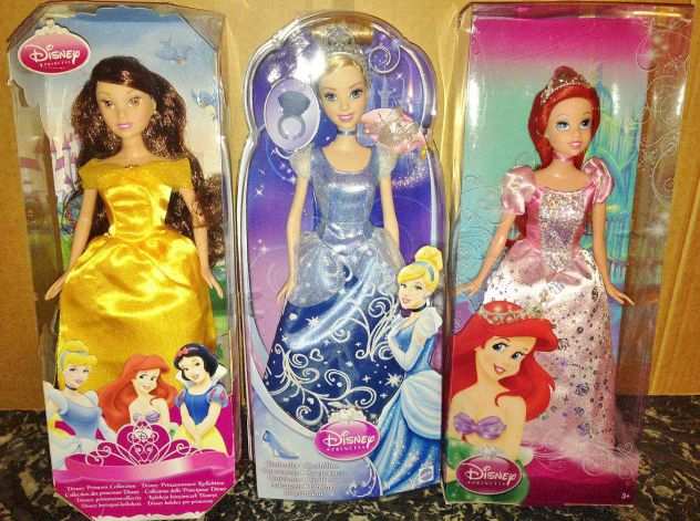 Lotto 3 bambole disney princess principesse cenerentola belle ariel la sirenetta