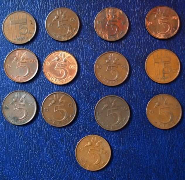 Lotto 326 - olanda 5 cent 13 monete vedi descrizione e foto