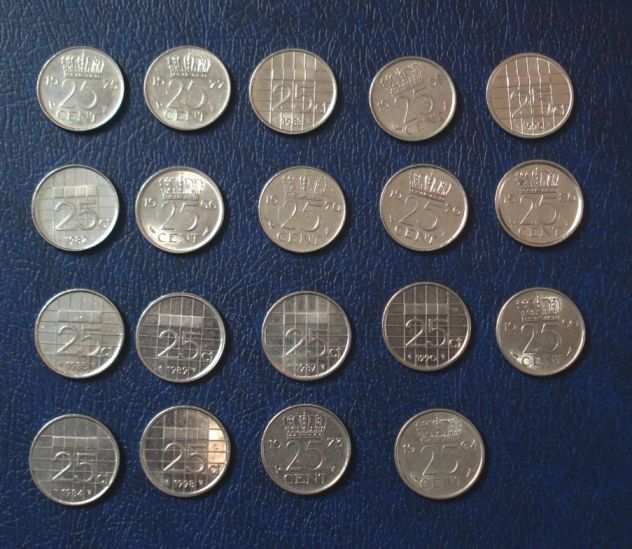 Lotto 328 - olanda 25 cent 19 monete vedi descrizione e foto