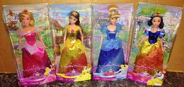 Lotto 4 bambole disney princess principesse aurora biancaneve belle cenerentola