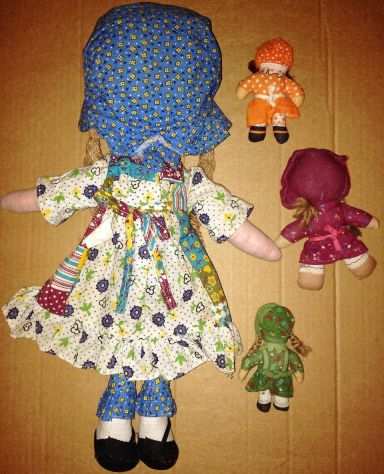 lotto 6 bambole di pezza Holly Hobbie Amy KNICKERBOCKER vintage anni 70 rag doll