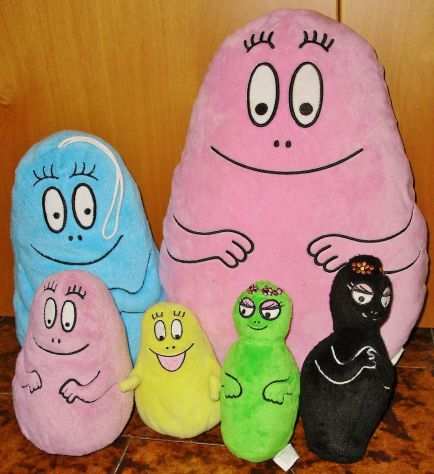 lotto 6 bambole Peluche pupazzo gigante barbapapa barbamamma barbabella vintage