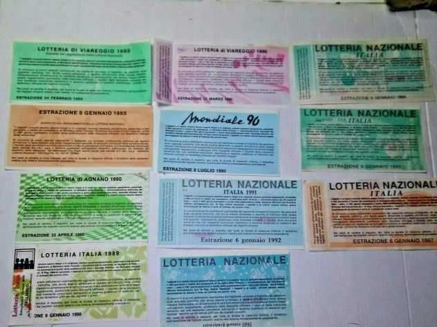 lotto di 11 vecchi biglietti della lotteria italiana -19851997
