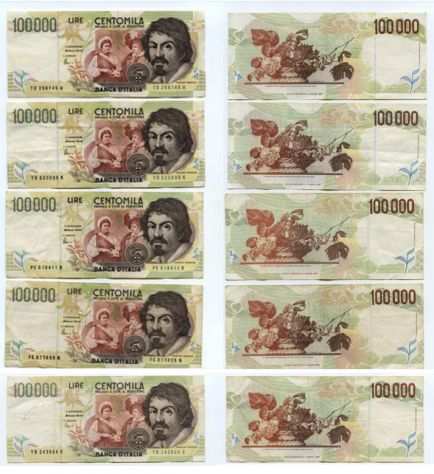 Lotto di banconote da 1 milione e 166 mila Lire