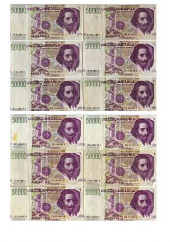 Lotto di banconote da 1 milione e 166 mila Lire