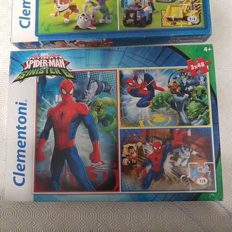 LOTTO n. 9 PUZZLE CLEMENTONI CARS - PAW PATROL - SPIDER MAN-3 scatole