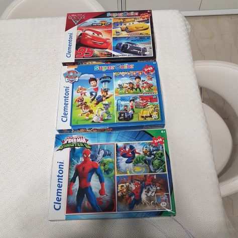 LOTTO n. 9 PUZZLE CLEMENTONI CARS - PAW PATROL - SPIDER MAN-3 scatole