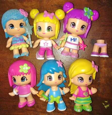 lotto set 6 bambole Pinypon mini doll Famosa intercambiabili collezione vintage
