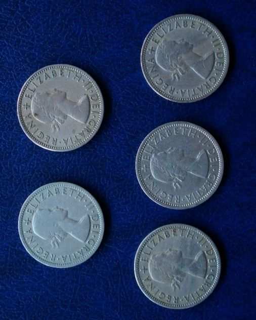 Lotto379- inghilterra two shillings 5 monete anni