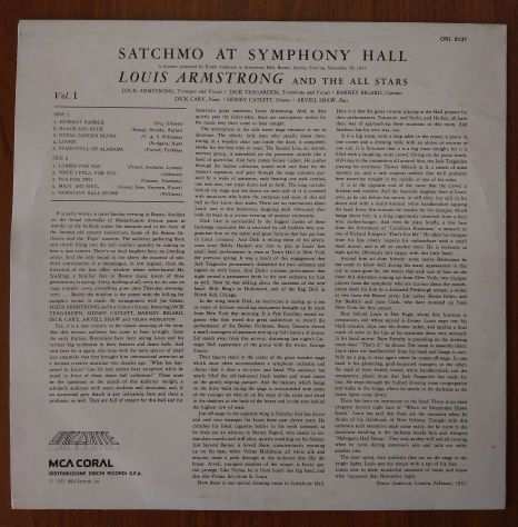 LOUIS ARMSTRONG Satchmo at Symphony Hall Vol.1 1951