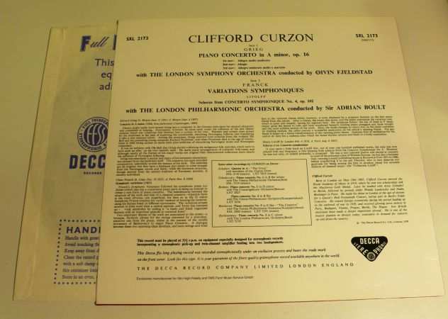 LP Grieg - Litolff - Frank - Curzon - Decca SXL2173 - Ristampa Speakers Corner