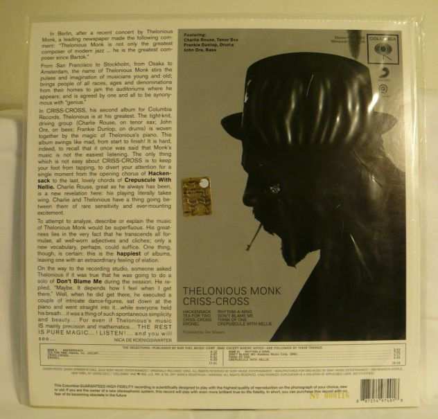 LP Thelonious Monk - Criss-Cross - 1963 - Ristampa ORG Music numerata