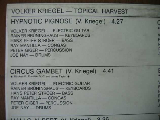 LP vinile 33 Giri Volker Kriegel Topical Harvest 1976