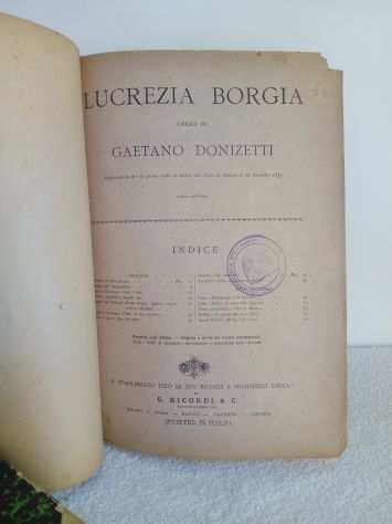 Lucrezia Borgia di Gaetano Donizetti spartito musicale 1895