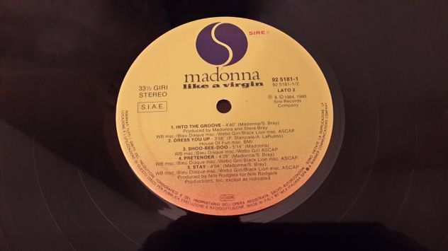 MADONNA, like a virgin (album), LP Vinile Italia 1984.