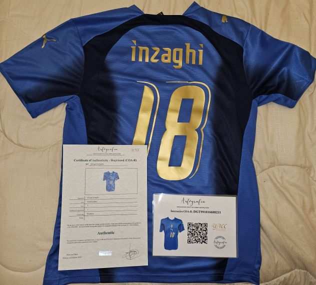 MAGLIA ITALIA 2006 AUTOGRAFATA DA INZAGHI CON C.O.A Di AUTOGRAFIA