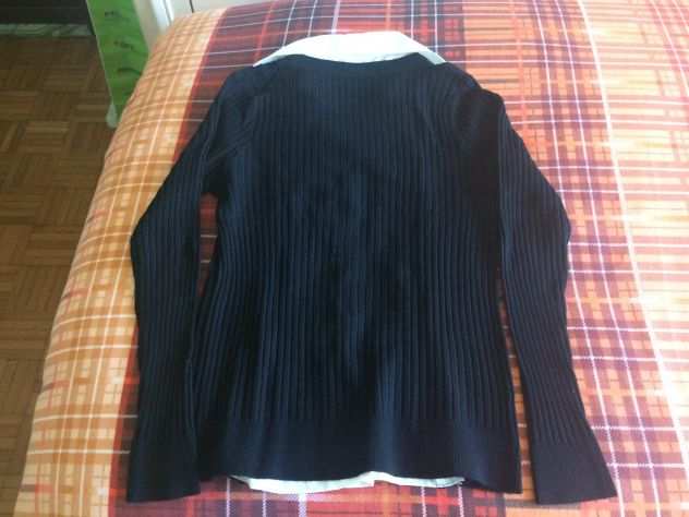 Maglia NUOVA nera lana con finta camicia