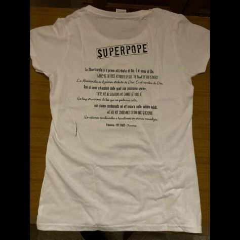 Maglia T-SHIRT bianca sfiancata taglia S supereroe papa supereroe