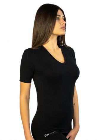 Maglia T-shirt da donna FIR INNERGY per sollievo da fatica e microcircolo nera