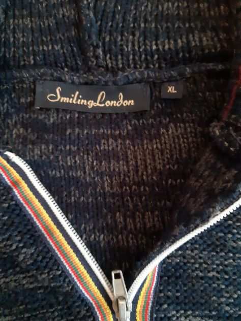 Maglione cappuccio Smiling London zip colorata