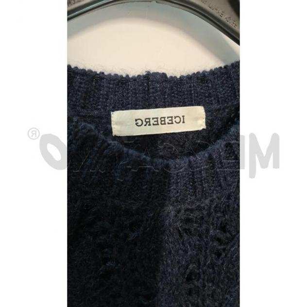 Maglione donna iceberg blu treccia lana