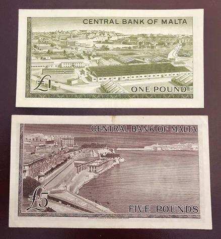 Malta - 1 and 5 Pounds 1967 - Pick 29a, 30a