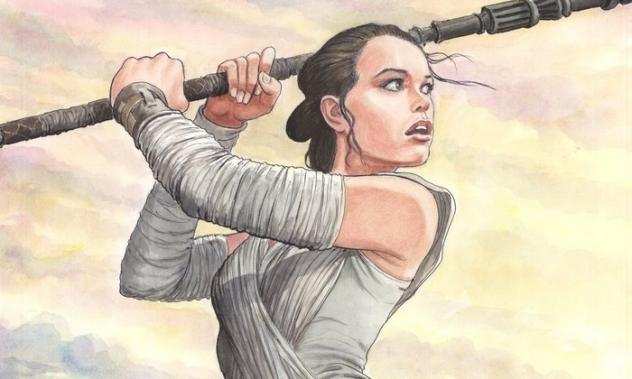 Manara, Milo - 1 Offset Print - Lucca Expo Comics Museum Special Edition - Star Wars, Dedicated to Rey - 2016