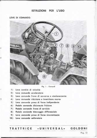 Manuale di uso e manutenzione per trattori Goldoni serie Universal 218 221 224