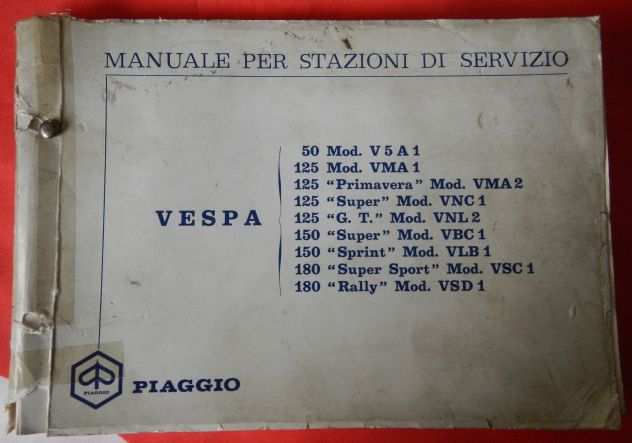 Manuale per stazioni di servizio Piaggio Vespa 50 - 125 -150 -180 vari modelli