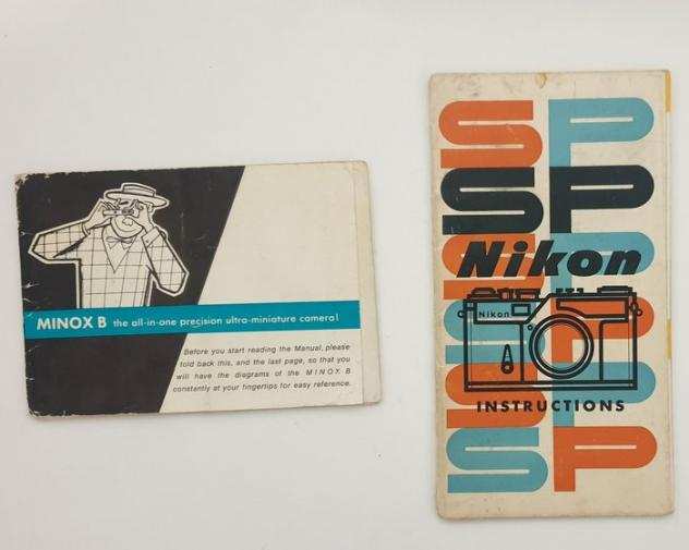 Manuali depoca Manuale MINOX model B and Manuale NIKON model SP Originali depoca Fotocamera analogica