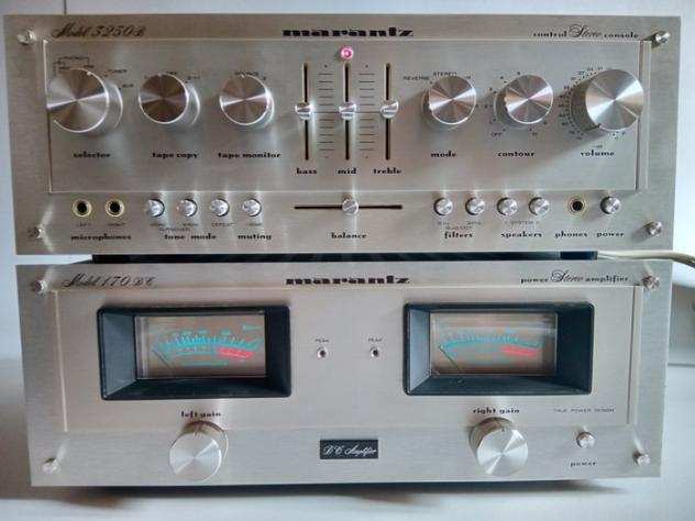 Marantz - Model 170 DC Power amplifier, Model 3250-B Solid state receiver  Preamplifier - Set stereo