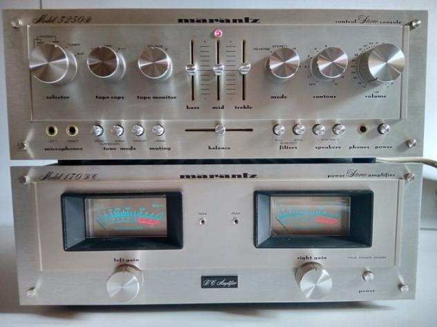 Marantz - Model 170 DC Power amplifier, Model 3250-B Solid state receiverpreamplifier - Set stereo
