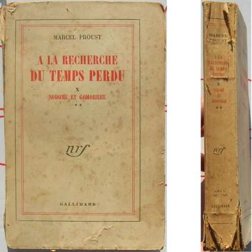 MARCEL PROUST A LA RECHERCHE DU TEMPS PERDU X SODOME ET GOMORRHE NRF GALLIMARD anno 1949 Lingua francese Pagine ingiallite dal tempo, segni di umidit