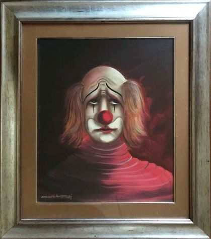 Marcello Antonelli Clown olio su tela 60x50