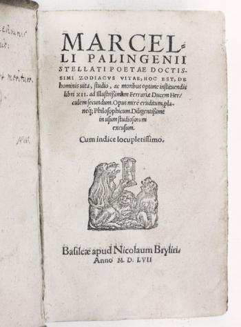 Marcello Palingenio - Zodiacus Vitae - 1557