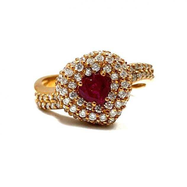 Marika - 18 carati Oro rosa - Anello Rubino - Diamante
