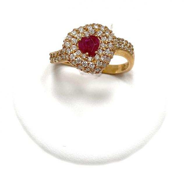 Marika - 18 carati Oro rosa - Anello Rubino - Diamante