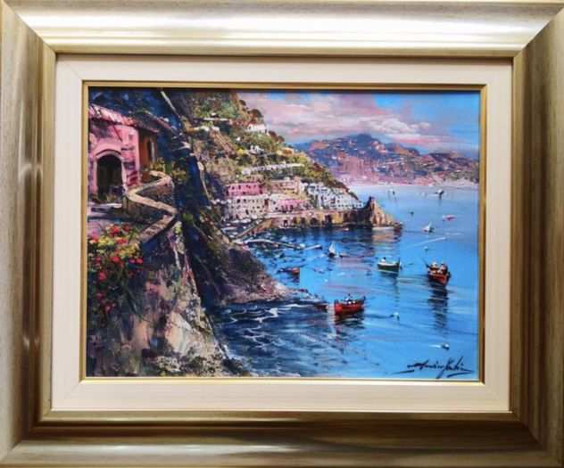 Marino faliero Amalfi olio su tela 30x40 con cornice 49x59