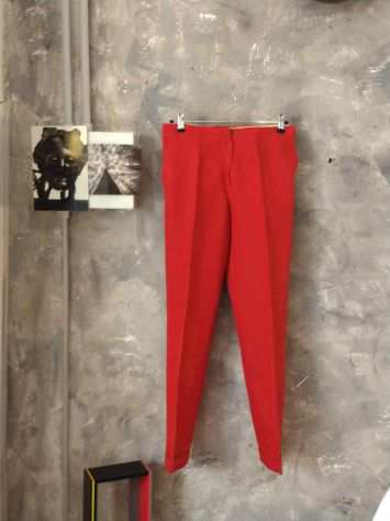 Max Mara pantaloni donna in lino colore rosso, gamba dritta S