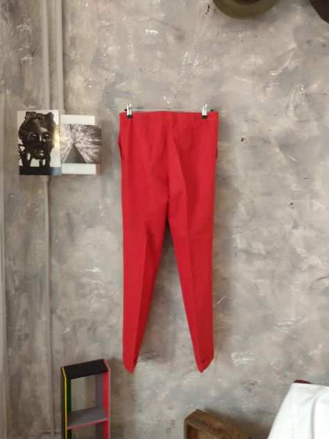 Max Mara pantaloni donna in lino colore rosso, gamba dritta S