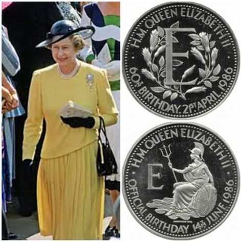 Medaglia commemorativa della Royalty britannica. 60deg compleanno della regina Eli